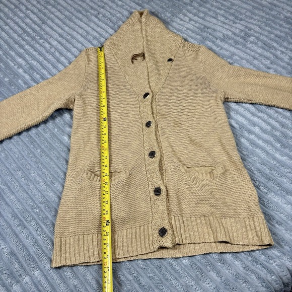 Ralph Lauren Sport Sweater Women Large Cable Tan Brown Cardigan Button - Picture 7 of 12